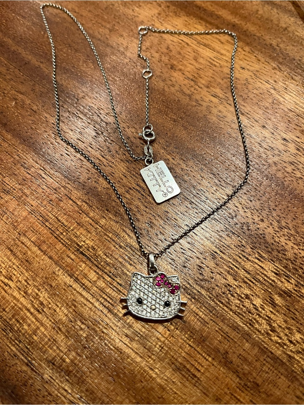 Hello Kitty Vintage Diamonique Sterling Silver Necklace - Picture 4 of 5